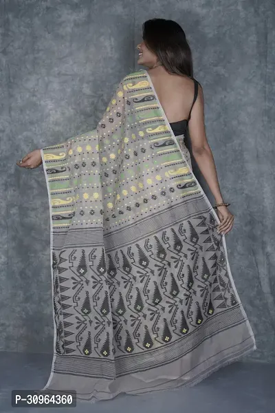 Beautiful Cotton Grey Woven Design  Saree with Blouse piece For Women-thumb3