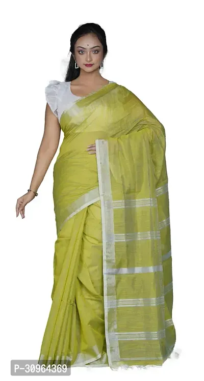 Beautiful Cotton Green Woven Design  Saree with Blouse piece For Women-thumb0