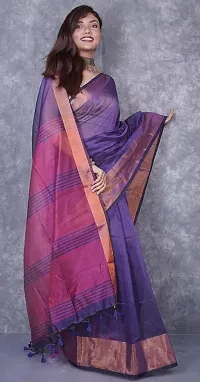 Beautiful Cotton Purple Woven Design  Saree with Blouse piece For Women-thumb2