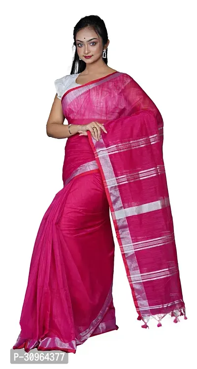 Beautiful Cotton Red Woven Design  Saree with Blouse piece For Women