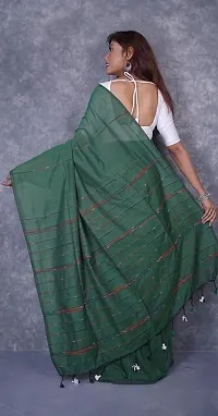 Beautiful Cotton Green Woven Design  Saree with Blouse piece For Women-thumb1