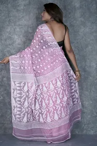 Beautiful Cotton Pink Woven Design  Saree with Blouse piece For Women-thumb2