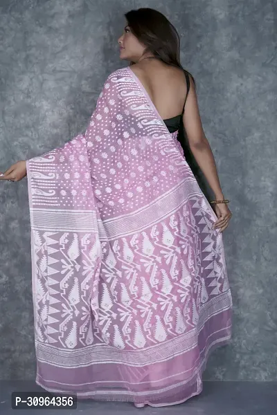 Beautiful Cotton Pink Woven Design  Saree with Blouse piece For Women-thumb3