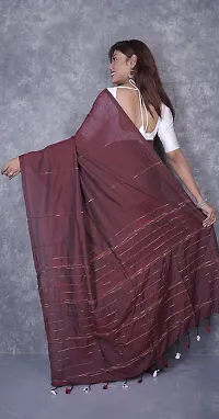 Beautiful Cotton Brown Woven Design  Saree with Blouse piece For Women-thumb1