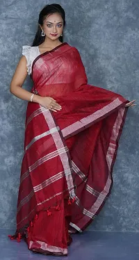 Beautiful Cotton Maroon Woven Design  Saree with Blouse piece For Women-thumb2