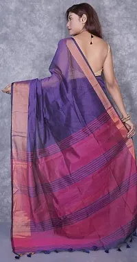 Beautiful Cotton Purple Woven Design  Saree with Blouse piece For Women-thumb1