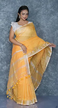 Beautiful Cotton Golden Woven Design  Saree with Blouse piece For Women-thumb2