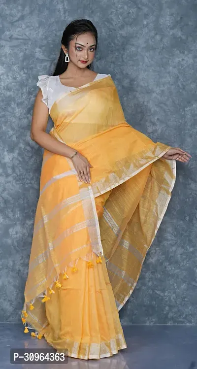 Beautiful Cotton Golden Woven Design  Saree with Blouse piece For Women-thumb3