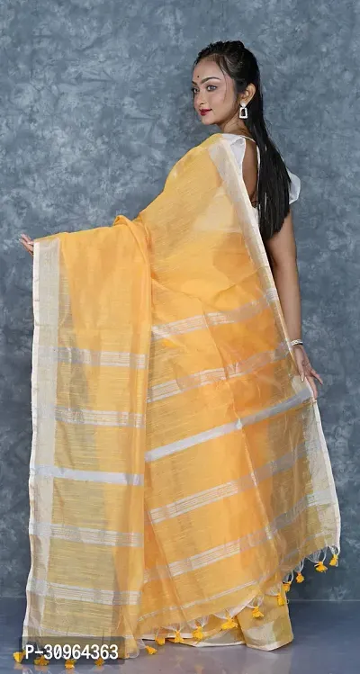 Beautiful Cotton Golden Woven Design  Saree with Blouse piece For Women-thumb2