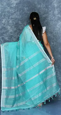 Beautiful Cotton Blue Woven Design  Saree with Blouse piece For Women-thumb1