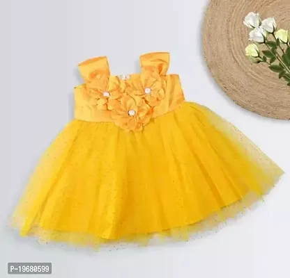 Fabulous Yellow Net  Frocks For Girls