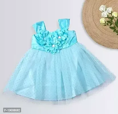 Fabulous Blue Net  Frocks For Girls