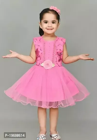 Fabulous Pink Net  Frocks For Girls