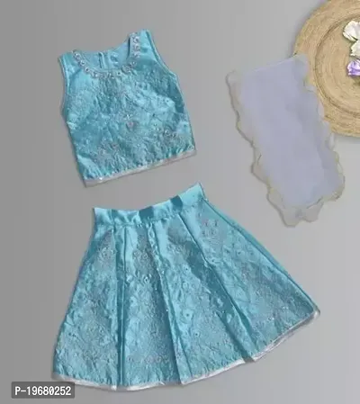 Alluring Blue Cotton Blend  Lehenga Cholis For Girls