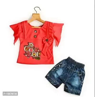 Fabulous Red Cotton Blend Printed  For Girls-thumb0