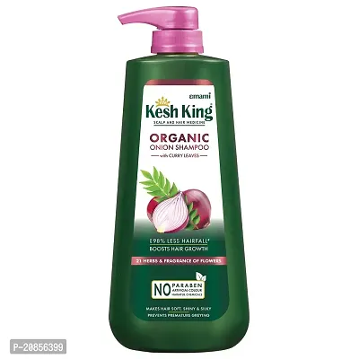 Kesh King Organic Onion Shampoo With Curry Leaves Reduces Hair Fall Upto 98%, Boosts Hair Growth  Keeps Hair Smooth Upto 48Hrs | Repairs Dry  Damaged Hair | Makes Hair Silky  Bouncy - 600ml