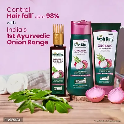 Kesh King Organic Onion Shampoo With Curry Leaves Reduces Hair Fall Upto 98%, Boosts Hair Growth  Keeps Hair Smooth Upto 48Hrs | Repairs Dry  Damaged Hair | Makes Hair Silky  Bouncy - 300ml-thumb3