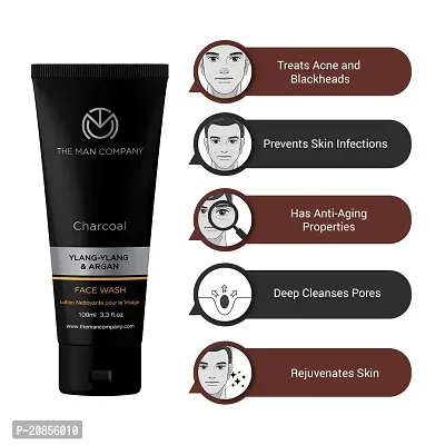 The Man Company Activated Charcoal Face Wash for Men | Ylang Ylang  Argan Essential Oils | Oil Control | Unclog Pores | Deep Cleansing | Blackheads Removal | All Skin Types - 100ml-thumb4