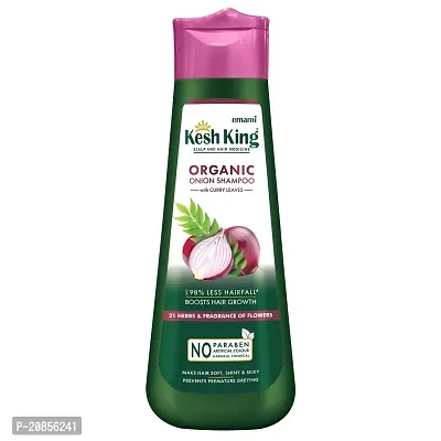 Kesh King Organic Onion Shampoo With Curry Leaves Reduces Hair Fall Upto 98%, Boosts Hair Growth  Keeps Hair Smooth Upto 48Hrs | Repairs Dry  Damaged Hair | Makes Hair Silky  Bouncy - 300ml-thumb0