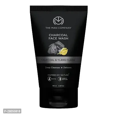 The Man Company Activated Charcoal Face Wash for Men | Ylang Ylang  Argan Essential Oils | Oil Control | Unclog Pores | Deep Cleansing | Blackheads Removal | All Skin Types - 100ml-thumb0