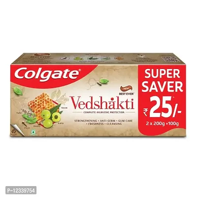 Colgate Swarna Vedshakti Ayurvedic Toothpaste, Anti-Bacterial Paste for Whole Mouth Health, With Neem, Clove, and H