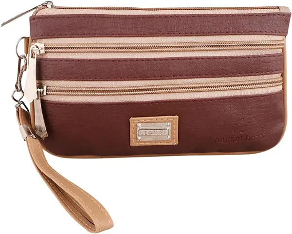 pocket bazar Women Casual Clutch (Brown)