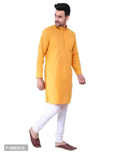 KP Mens Casual Cotton Blend kurta Pajama set for men (40, Yellow)-thumb2