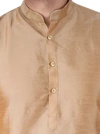 Stylish Beige Silk Blend Solid Kurta With Bottom Wear Set For Men-thumb3