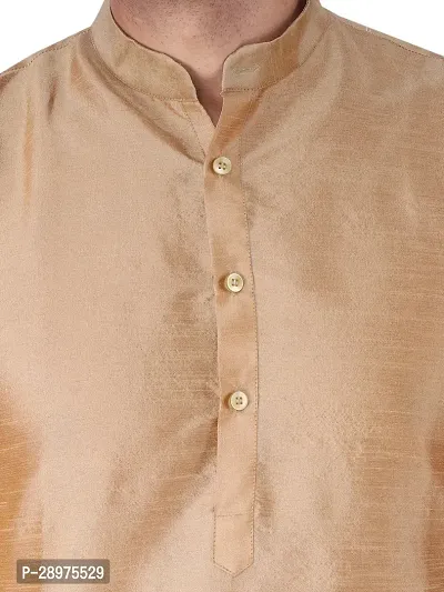 Stylish Beige Silk Blend Solid Kurta With Bottom Wear Set For Men-thumb4