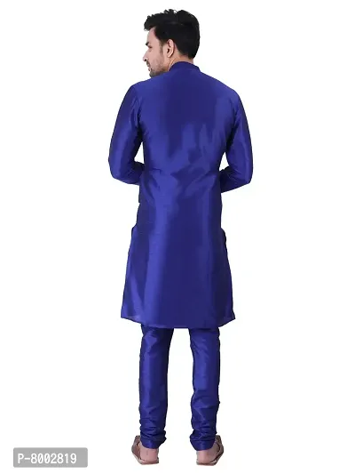 Sadree Men's Silk Kurta  Pant Pyjama Set Multi Design | Mandarian Collor Long Sleeve Dupion Silk Solid Kurta  Pant Pyjama for Men-thumb4