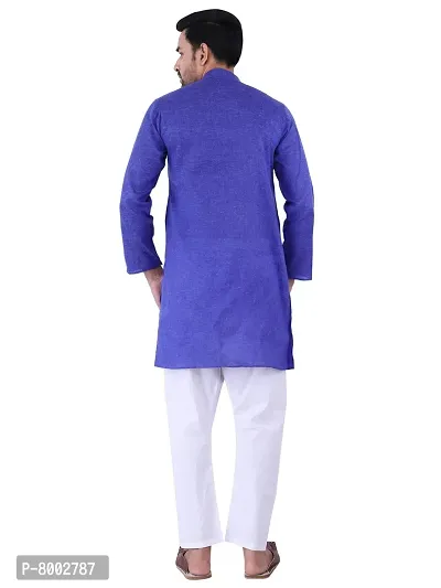 Sadree Men's Cotton Kurta Pyjama Set |Regular Ethinic Wear Indian Dress|Ideal for All Occasions (42, Blue)-thumb4
