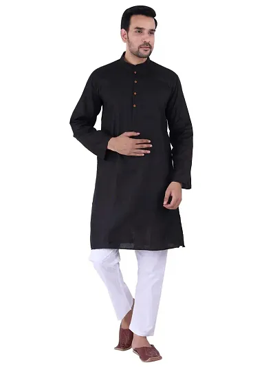 KP Mens Casual Blend kurta Pajama set for men (44, Black)