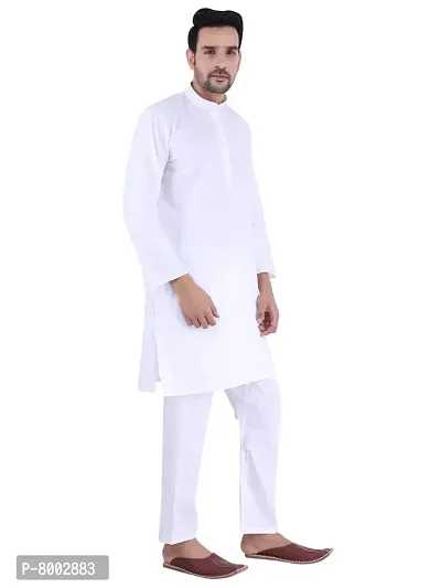 KP Mens Casual Cotton Blend kurta Pajama set for men (38, White)-thumb4
