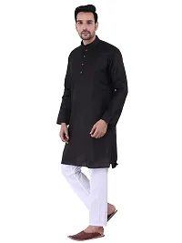 KP Mens Casual Cotton Blend kurta Pajama set for men (44, Black)-thumb3