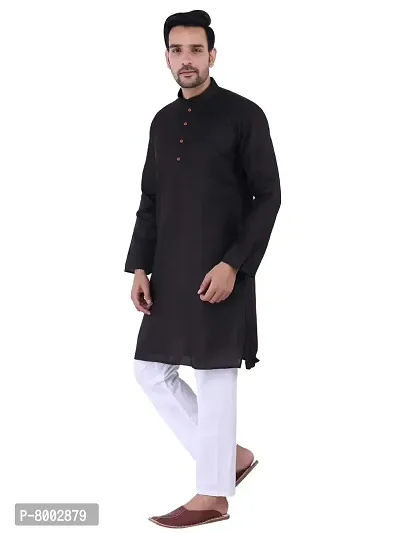 KP Mens Casual Cotton Blend kurta Pajama set for men (44, Black)-thumb4