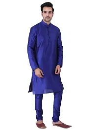 Sadree Men's Silk Kurta  Pant Pyjama Set Multi Design | Mandarian Collor Long Sleeve Dupion Silk Solid Kurta  Pant Pyjama for Men-thumb1