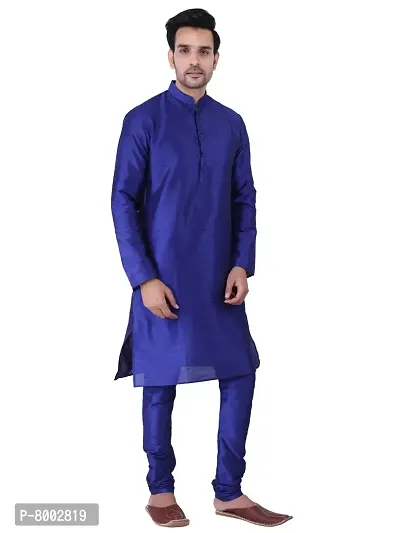Sadree Men's Silk Kurta  Pant Pyjama Set Multi Design | Mandarian Collor Long Sleeve Dupion Silk Solid Kurta  Pant Pyjama for Men-thumb2
