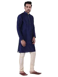 Sadree Men's Traditional Kurta Pajama set (42, navy blue)-thumb2