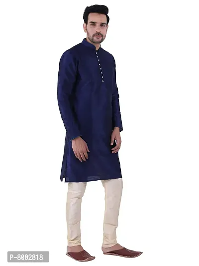 Sadree Men's Traditional Kurta Pajama set (42, navy blue)-thumb3