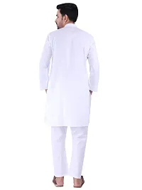 KP Mens Casual Cotton Blend kurta Pajama set for men (38, White)-thumb1