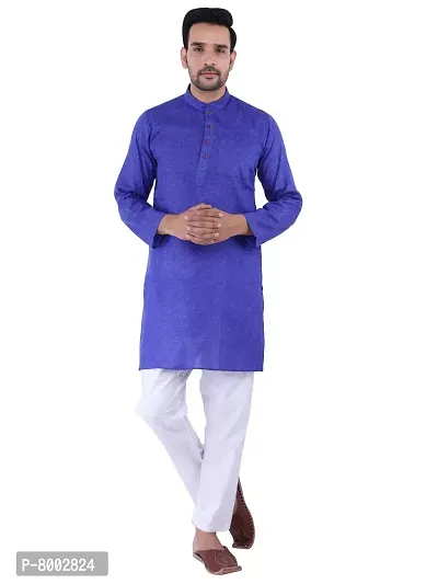 Sadree Men's Cotton Kurta Pyjama Set |Regular Ethinic Wear Indian Dress|Ideal for All Occasions (42, Navy Blue)-thumb0