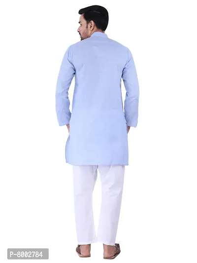 Sadree Men's Cotton Kurta Pyjama Set |Regular Ethinic Wear Indian Dress|Ideal for All Occasions (44, Sky Blue)-thumb4