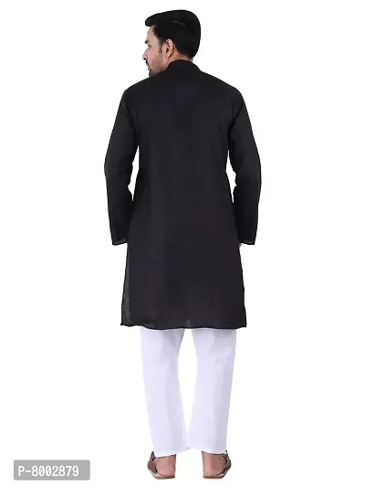 KP Mens Casual Cotton Blend kurta Pajama set for men (44, Black)-thumb2