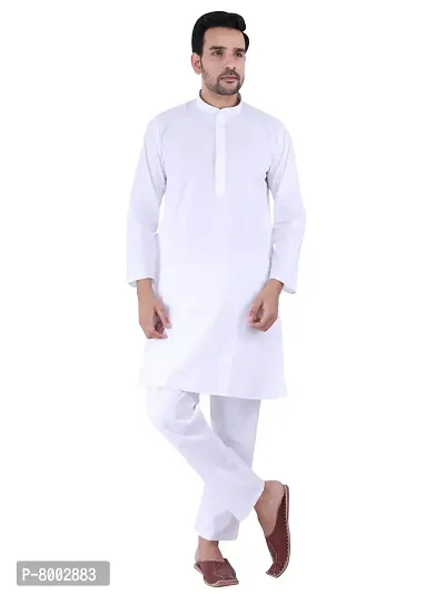 KP Mens Casual Cotton Blend kurta Pajama set for men (38, White)-thumb0