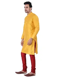 Mens Silk Kurta Pajama Set (38, YELLOW)-thumb2