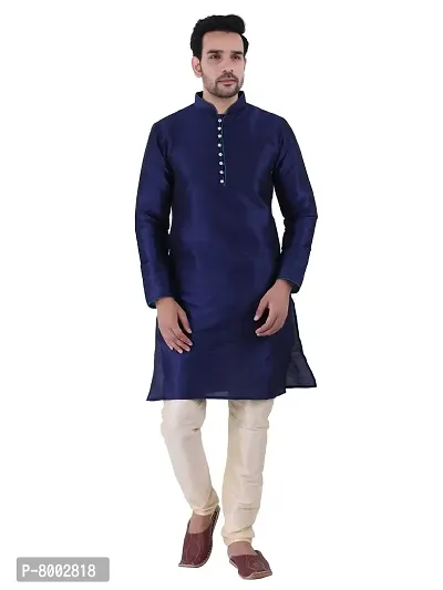 Sadree Men's Traditional Kurta Pajama set (42, navy blue)
