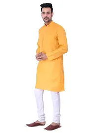 KP Mens Casual Cotton Blend kurta Pajama set for men (40, Yellow)-thumb2