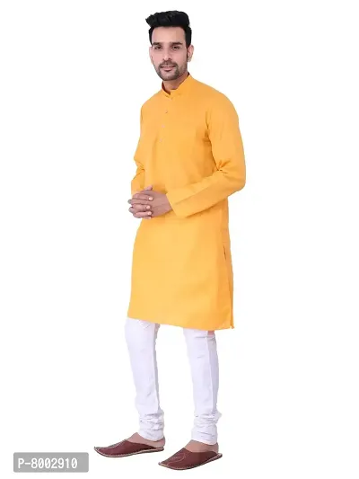 KP Mens Casual Cotton Blend kurta Pajama set for men (40, Yellow)-thumb3