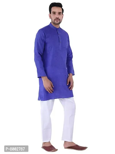Sadree Men's Cotton Kurta Pyjama Set |Regular Ethinic Wear Indian Dress|Ideal for All Occasions (42, Blue)-thumb2