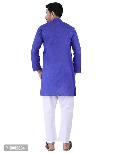 Sadree Men's Cotton Kurta Pyjama Set |Regular Ethinic Wear Indian Dress|Ideal for All Occasions (42, Navy Blue)-thumb4